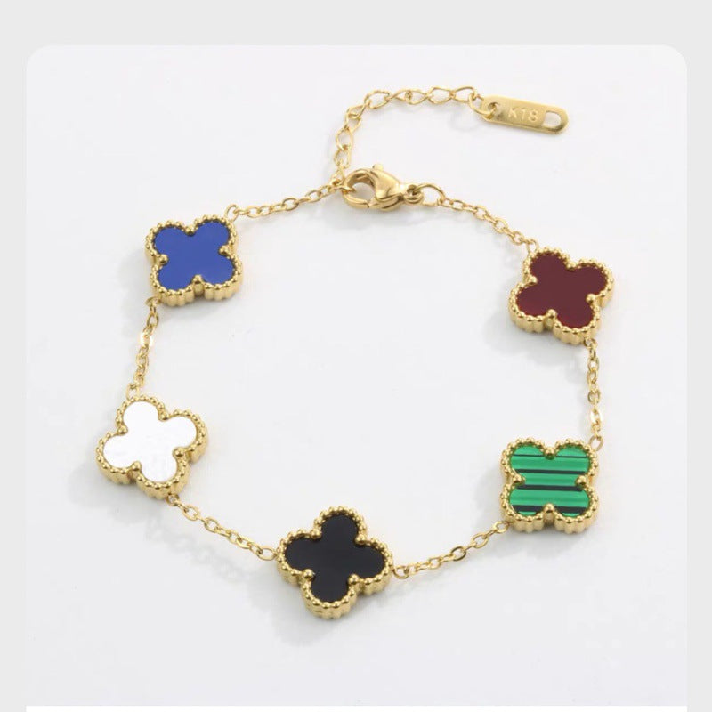 Electroplated 18k gold clover bracelet