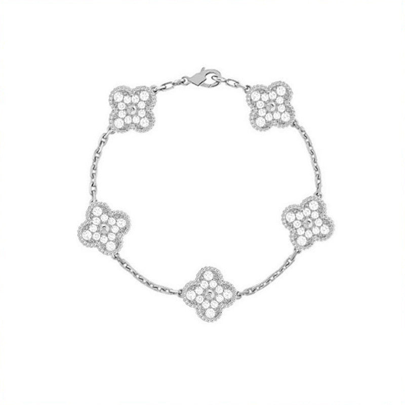 Electroplated 18k gold clover bracelet