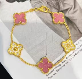 Electroplated 18k gold clover bracelet