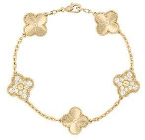 Electroplated 18k gold clover bracelet
