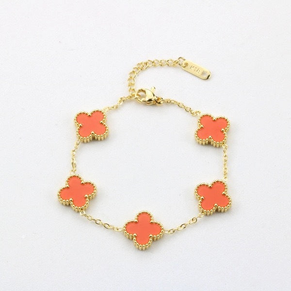Electroplated 18k gold clover bracelet