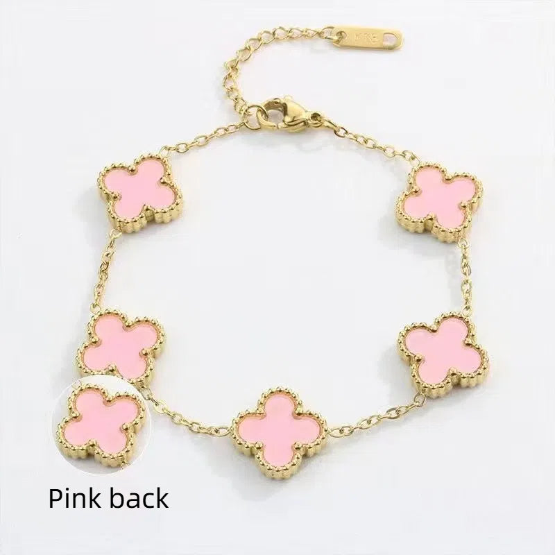 Electroplated 18k gold clover bracelet