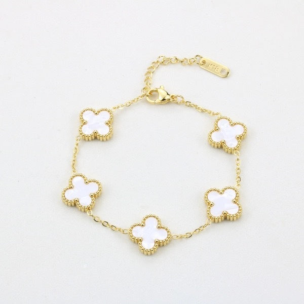 Electroplated 18k gold clover bracelet