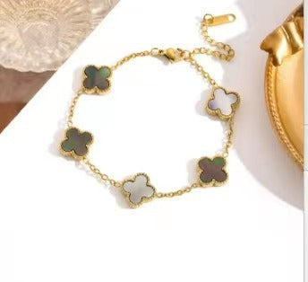 Electroplated 18k gold clover bracelet