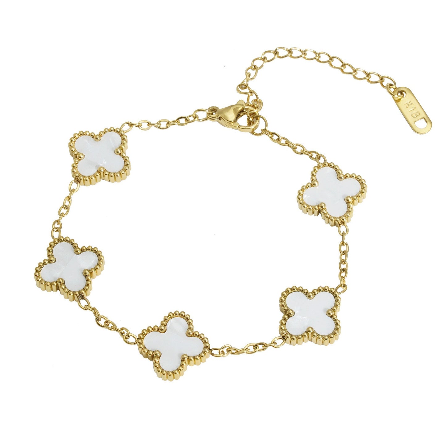 Electroplated 18k gold clover bracelet