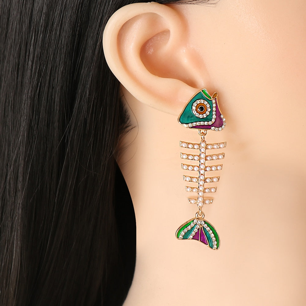 Funky fish gold plated earrings