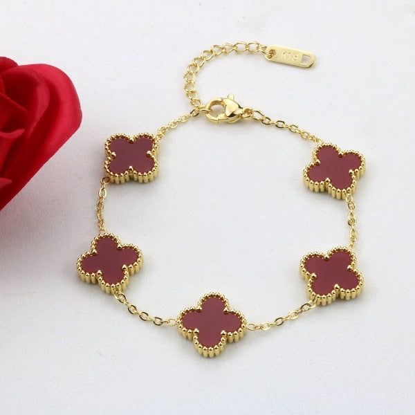 Electroplated 18k gold clover bracelet