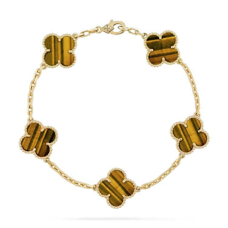 Electroplated 18k gold clover bracelet