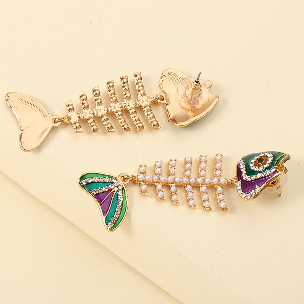 Funky fish gold plated earrings