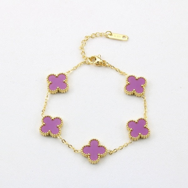 Electroplated 18k gold clover bracelet