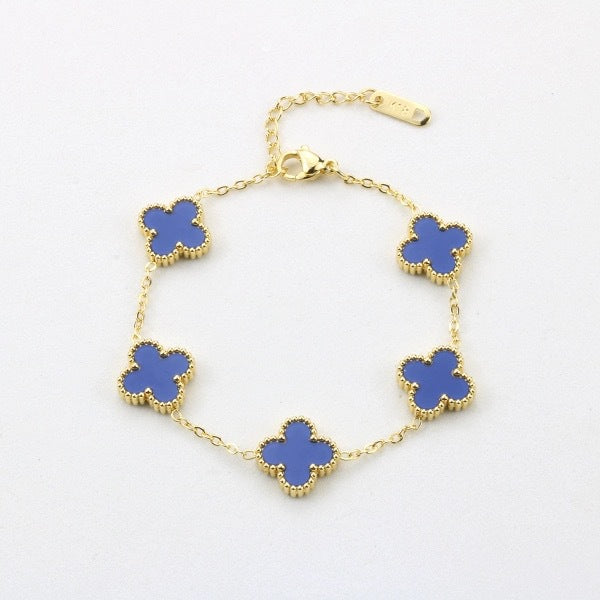 Electroplated 18k gold clover bracelet