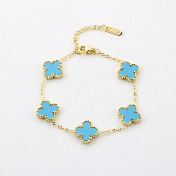 Electroplated 18k gold clover bracelet