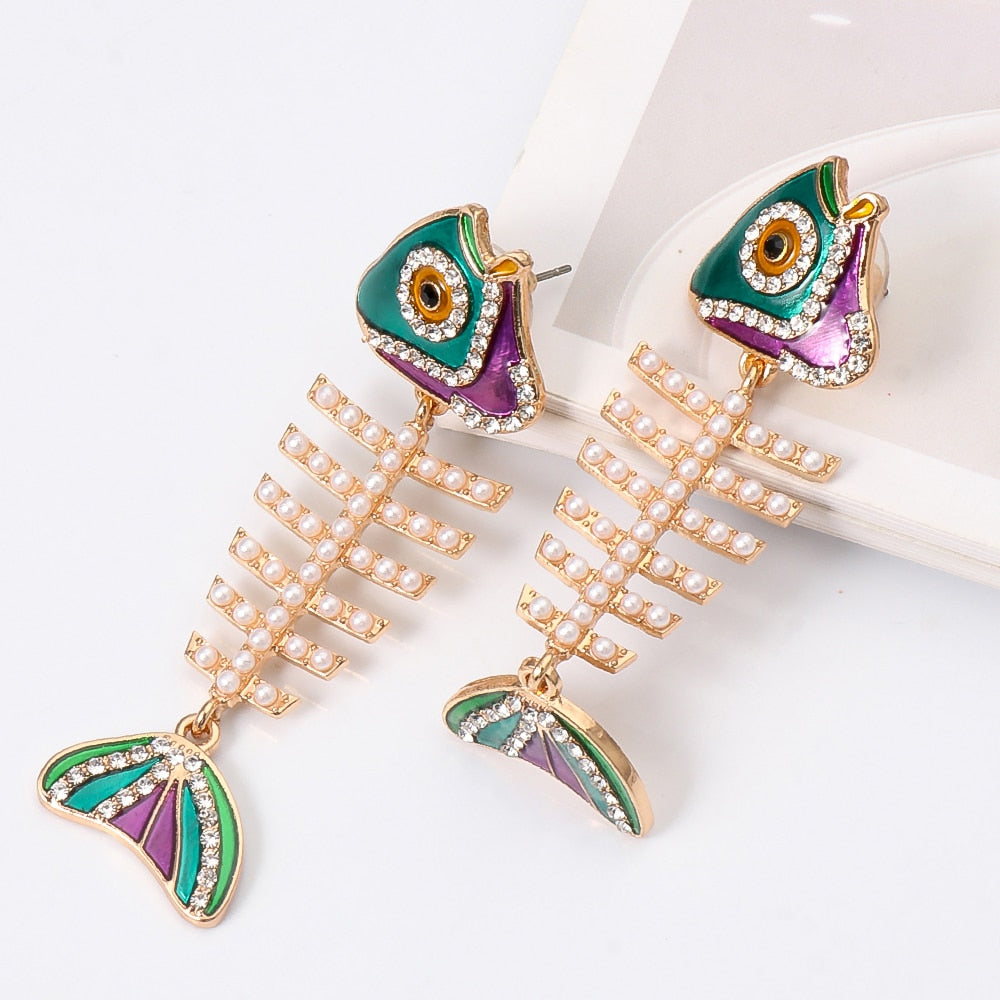 Funky fish gold plated earrings