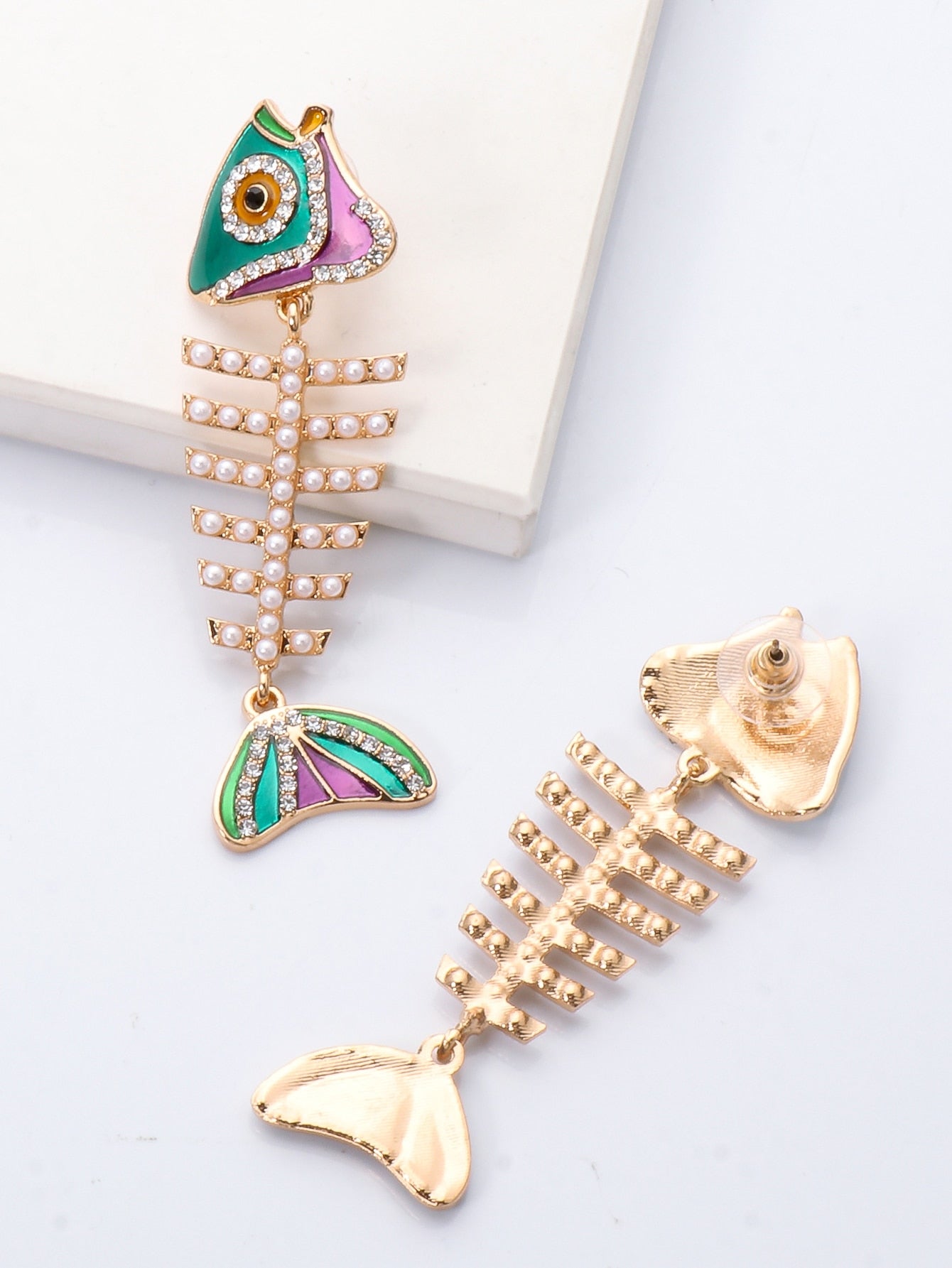 Funky fish gold plated earrings