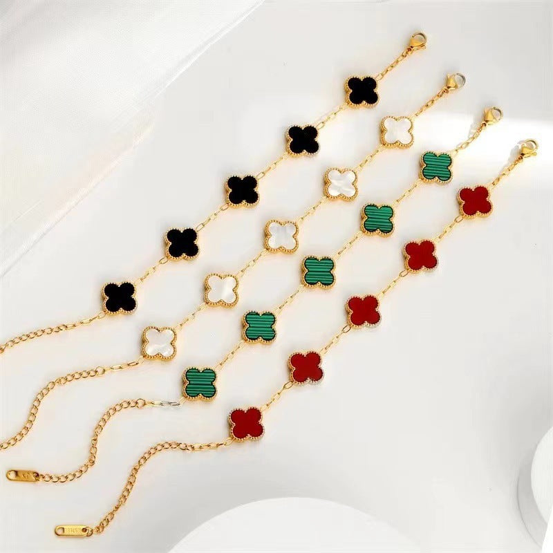 Electroplated 18k gold clover bracelet