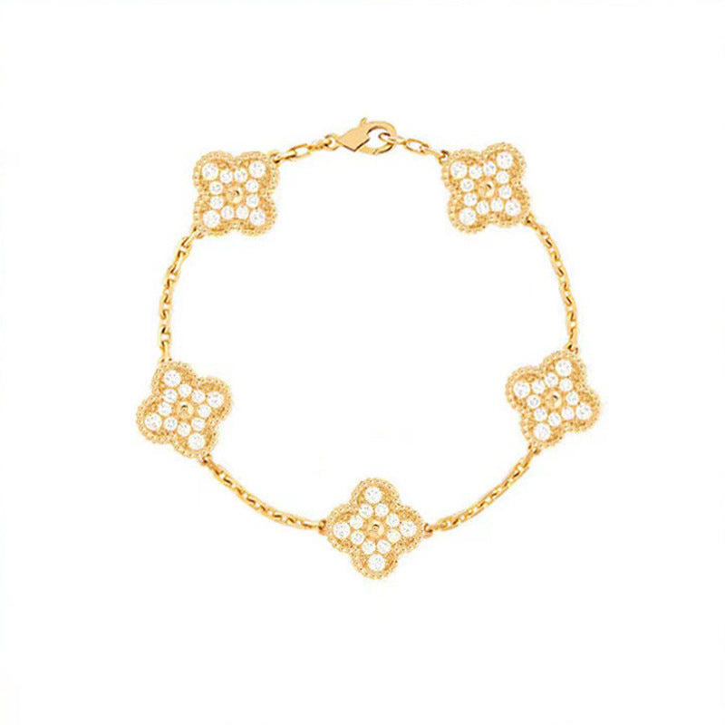 Electroplated 18k gold clover bracelet