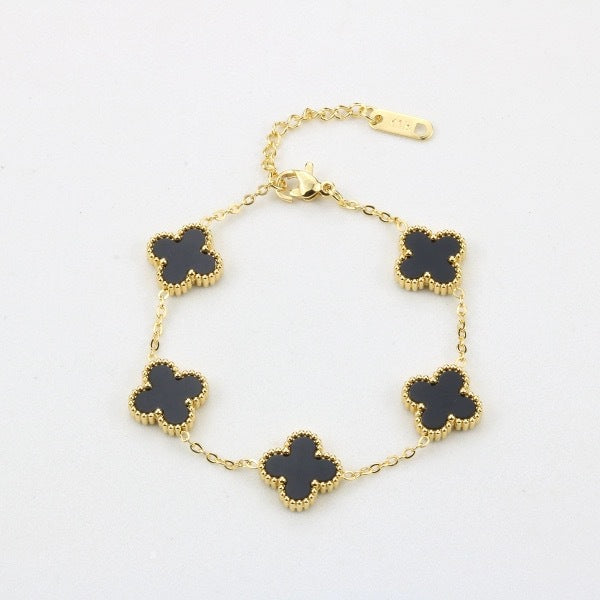 Electroplated 18k gold clover bracelet